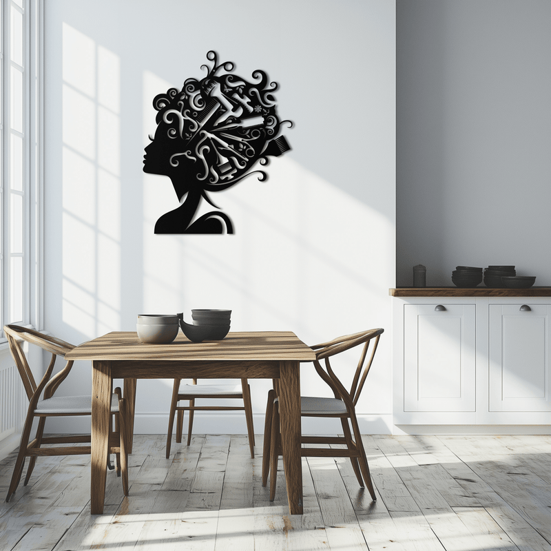 Hair Stylist Metal Wall Art - Steel Wall Decor for Salons and Studios - KAF004