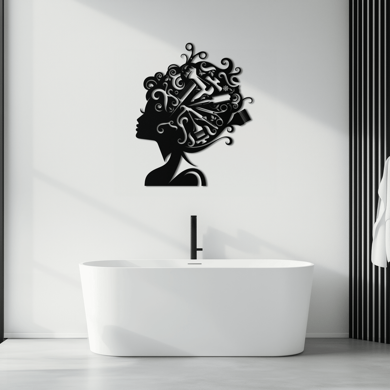 Hair Stylist Metal Wall Art - Steel Wall Decor for Salons and Studios - KAF004