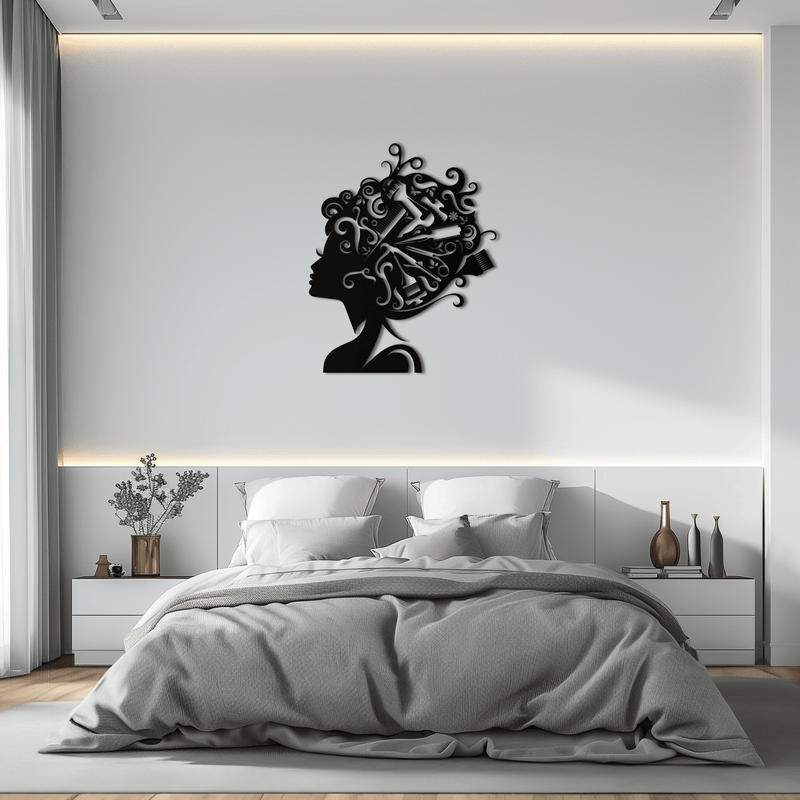 Hair Stylist Metal Wall Art - Steel Wall Decor for Salons and Studios - KAF004