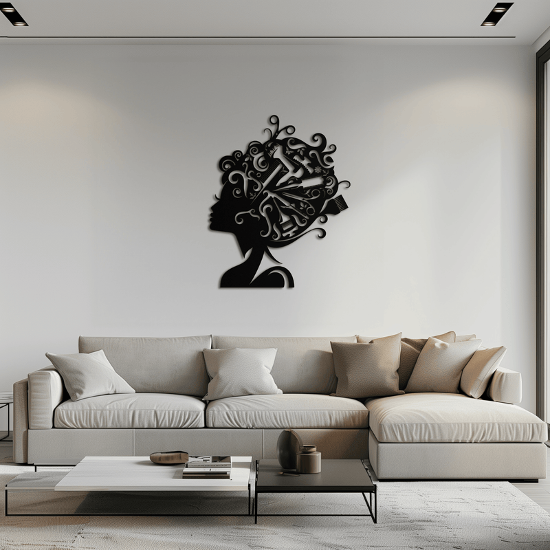 Hair Stylist Metal Wall Art - Steel Wall Decor for Salons and Studios - KAF004