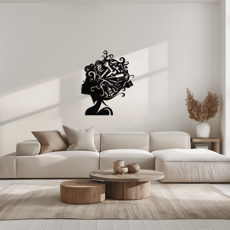 Hair Stylist Metal Wall Art - Steel Wall Decor for Salons and Studios - KAF004