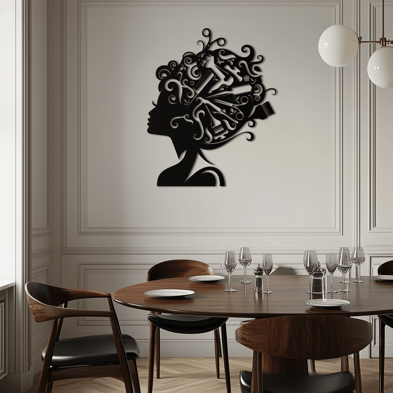 Hair Stylist Metal Wall Art - Steel Wall Decor for Salons and Studios - KAF004