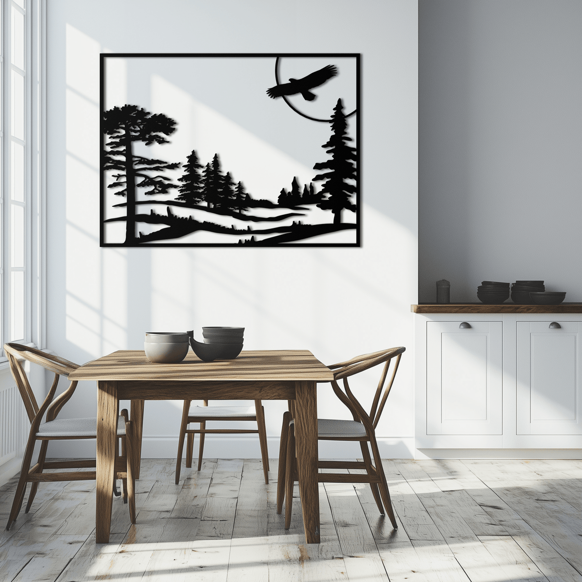 Metal Forest Landscape Wall Art with Eagle - Rustic Style, photo 5 of 11