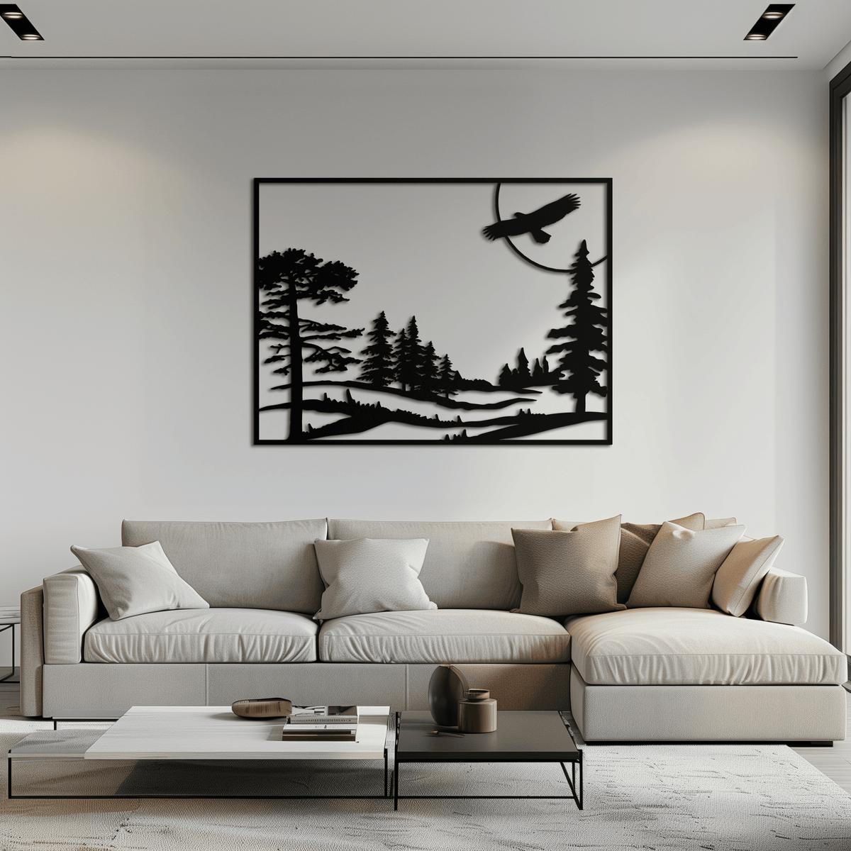 Metal Forest Landscape Wall Art with Eagle - Rustic Style, photo 8 of 11