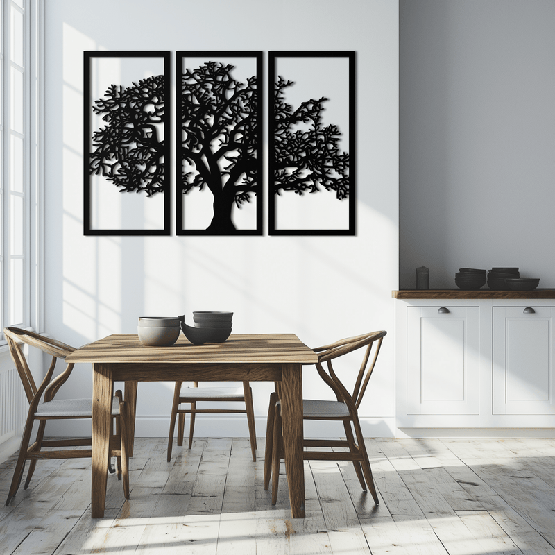 Tree of Life Metal Wall Art - Three-Panel Steel Wall Decor for Home and Office - KAF021