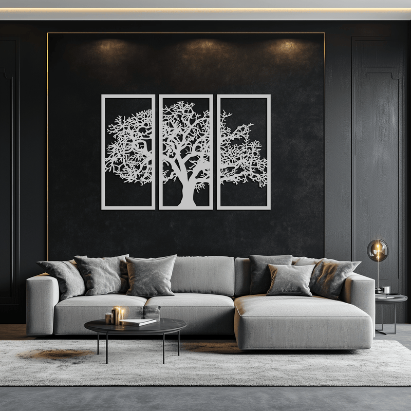 Tree of Life Metal Wall Art - Three-Panel Steel Wall Decor for Home and Office - KAF021