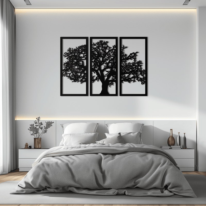 Tree of Life Metal Wall Art - Three-Panel Steel Wall Decor for Home and Office - KAF021