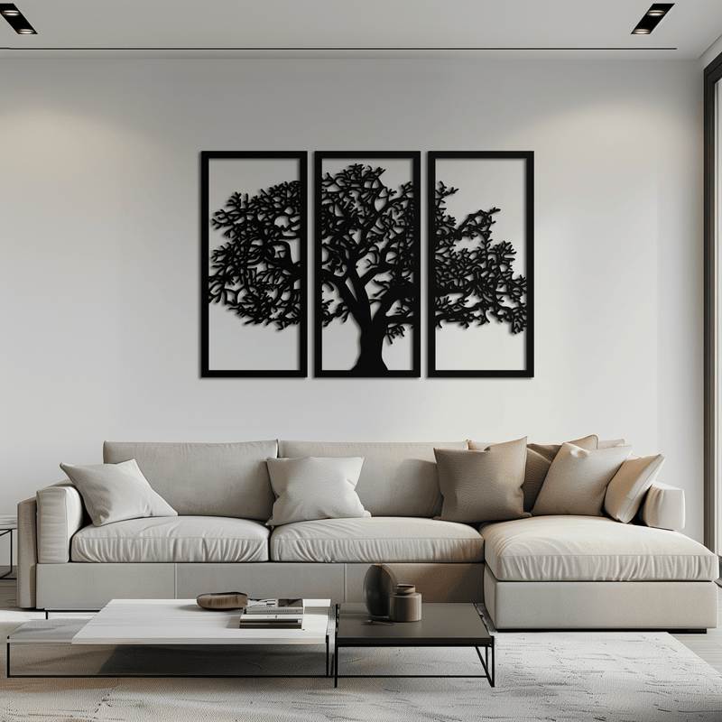 Tree of Life Metal Wall Art - Three-Panel Steel Wall Decor for Home and Office - KAF021