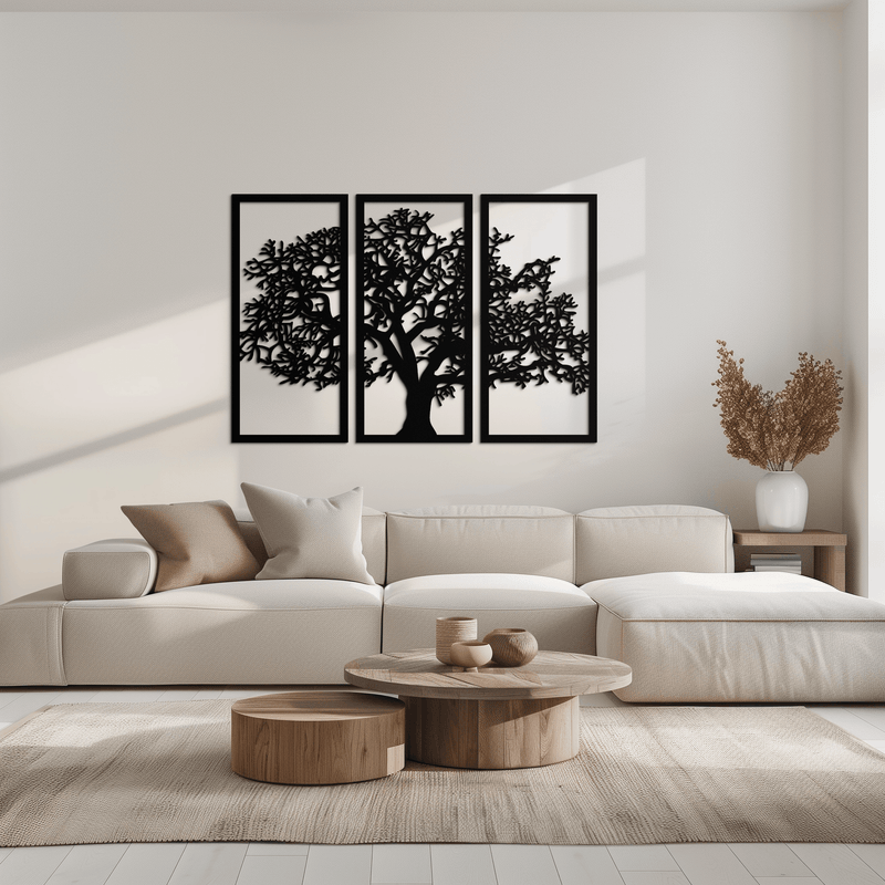 Tree of Life Metal Wall Art - Three-Panel Steel Wall Decor for Home and Office - KAF021