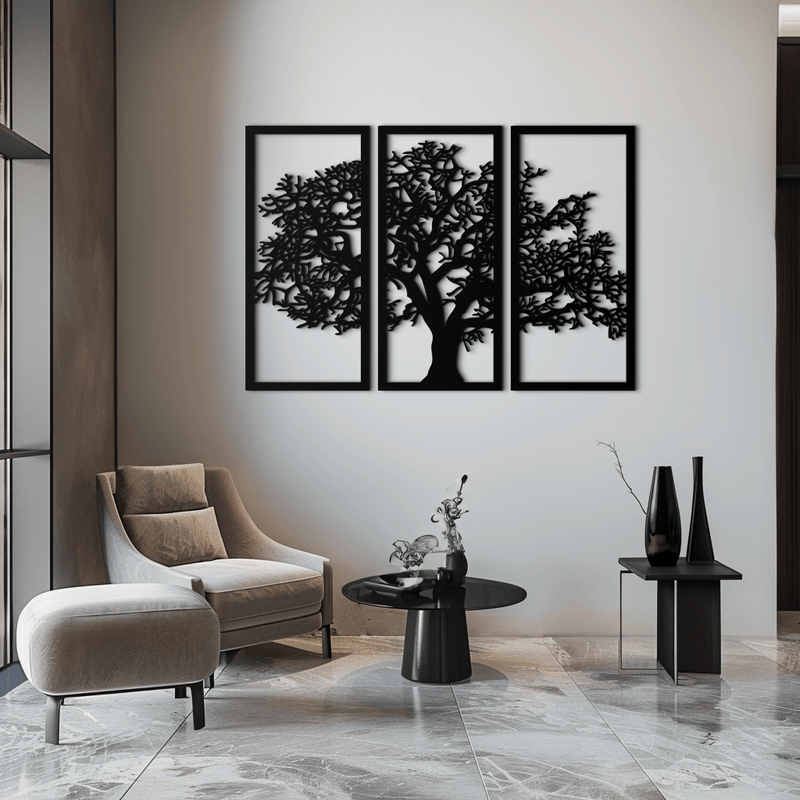 Tree of Life Metal Wall Art - Three-Panel Steel Wall Decor for Home and Office - KAF021