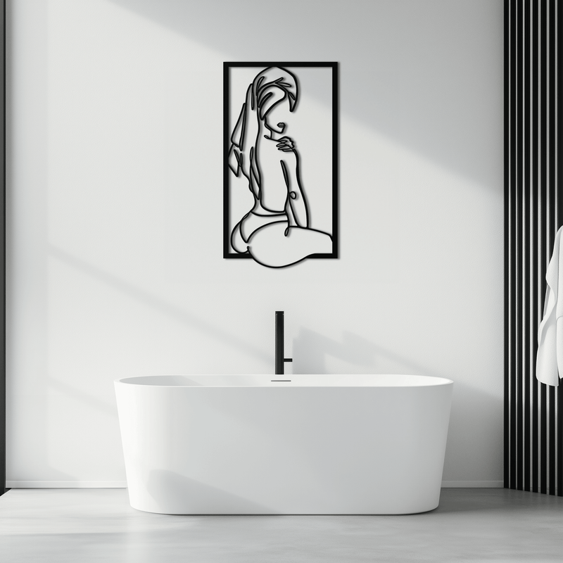 Minimalist Woman Line Art Metal Wall Decor - Modern Steel Wall Art - KAF022