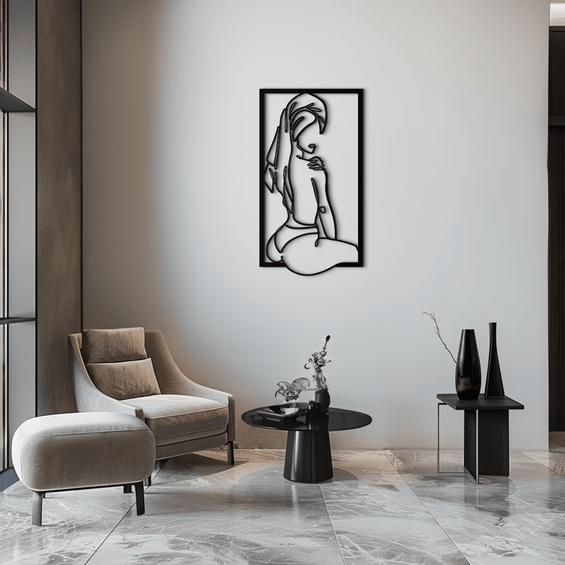 Minimalist Woman Line Art Metal Wall Decor - Modern Steel Wall Art - KAF022