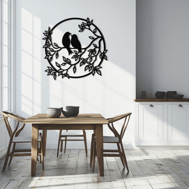 Love Birds Metal Wall Art - Romantic Steel Wall Decor for Home and Bedroom - KAF023