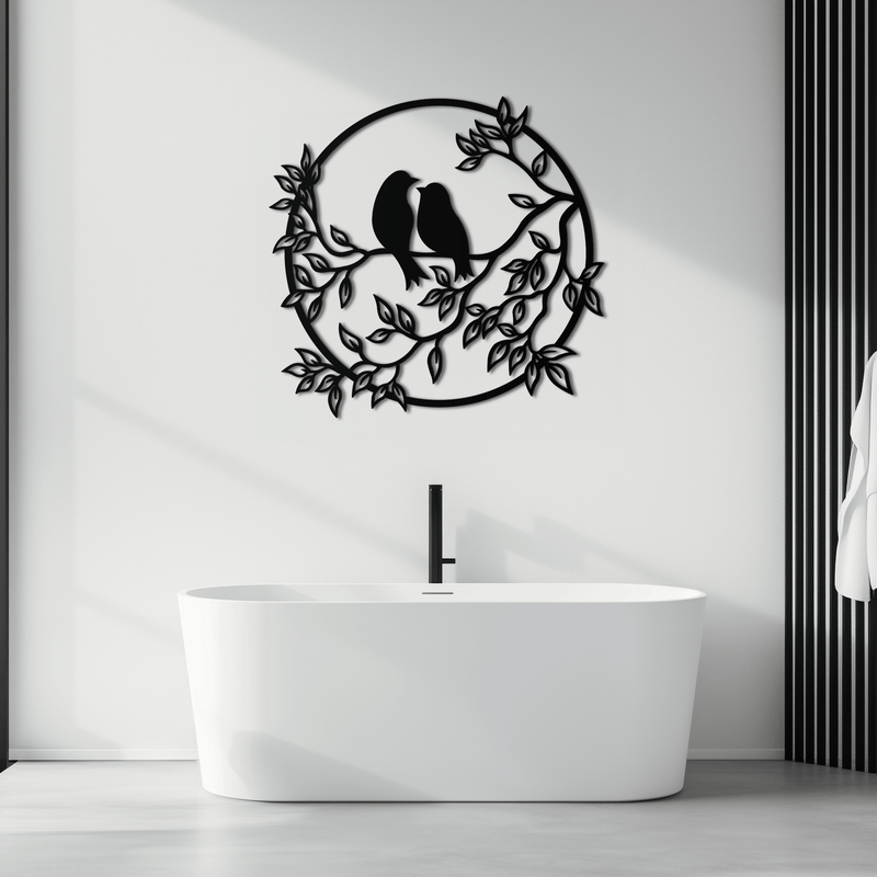 Love Birds Metal Wall Art - Romantic Steel Wall Decor for Home and Bedroom - KAF023