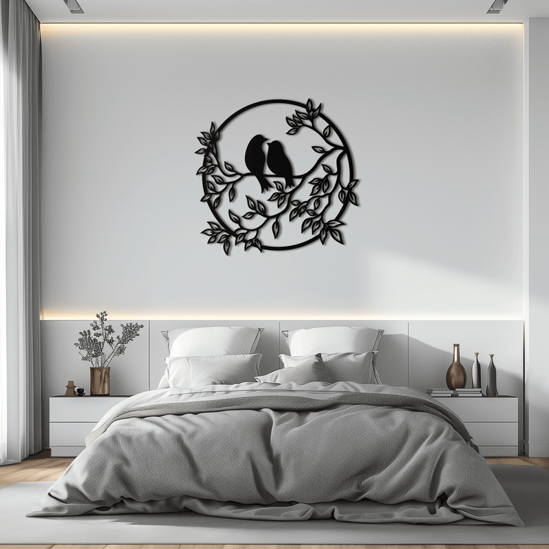 Love Birds Metal Wall Art - Romantic Steel Wall Decor for Home and Bedroom - KAF023