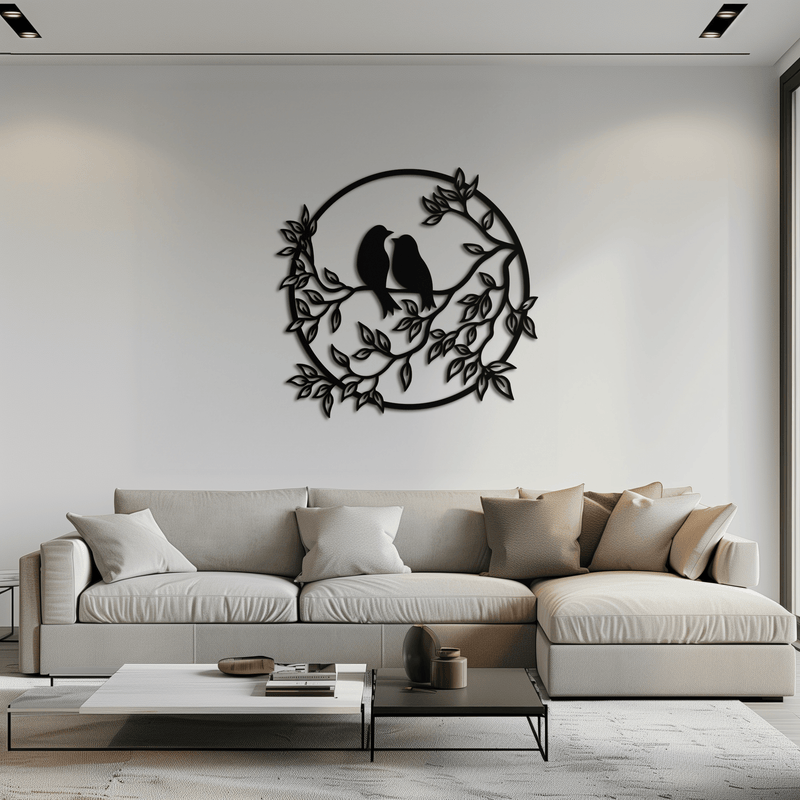 Love Birds Metal Wall Art - Romantic Steel Wall Decor for Home and Bedroom - KAF023