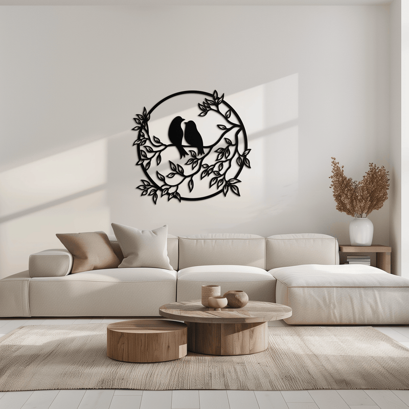 Love Birds Metal Wall Art - Romantic Steel Wall Decor for Home and Bedroom - KAF023