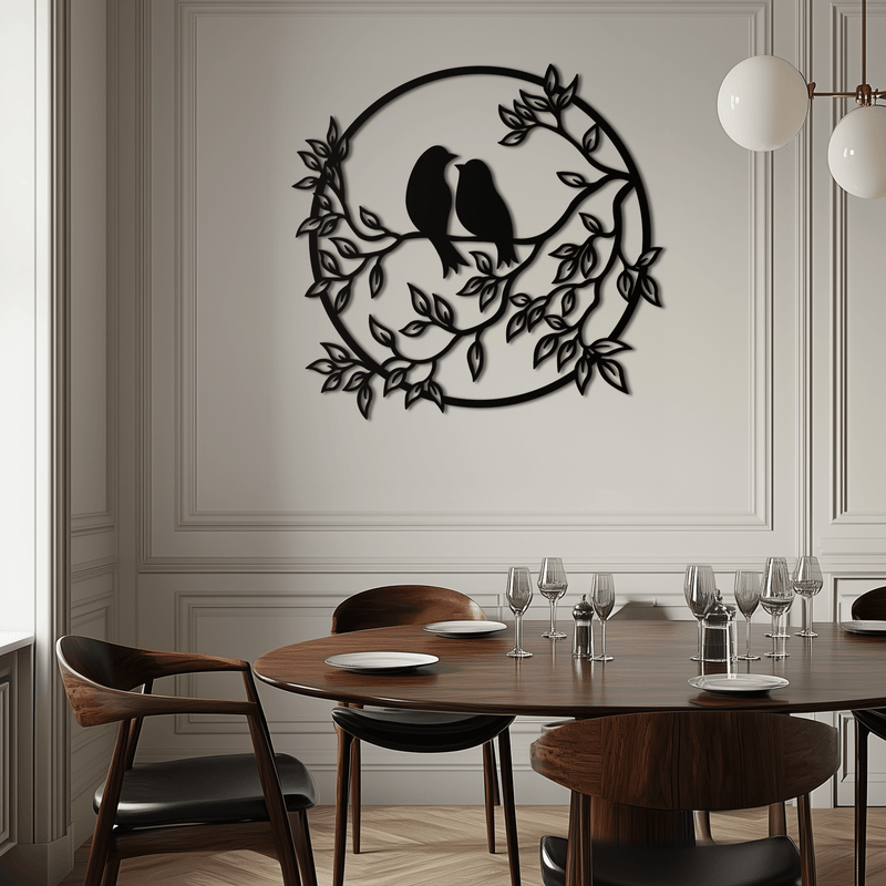 Love Birds Metal Wall Art - Romantic Steel Wall Decor for Home and Bedroom - KAF023