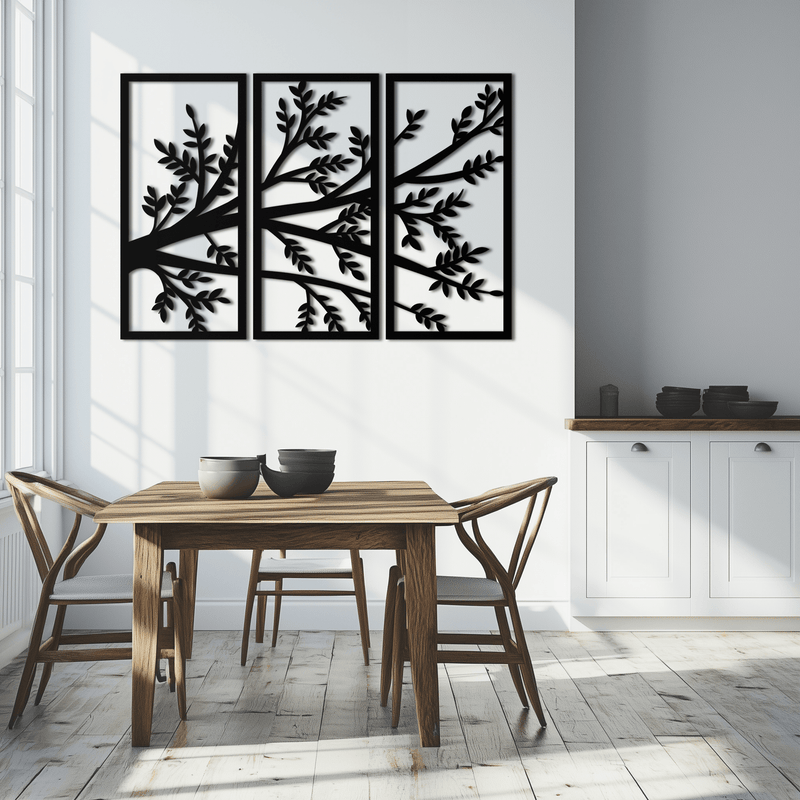 Branch Metal Wall Art - Three-Panel Nature-Inspired Steel Wall Decor - KAF024