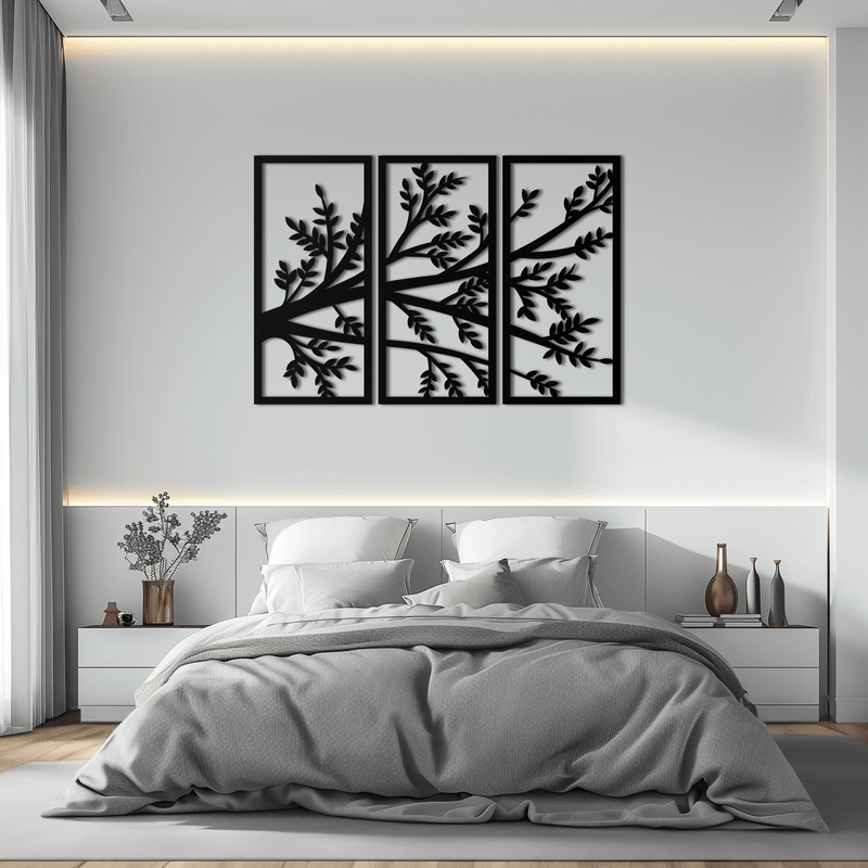 Branch Metal Wall Art - Three-Panel Nature-Inspired Steel Wall Decor - KAF024