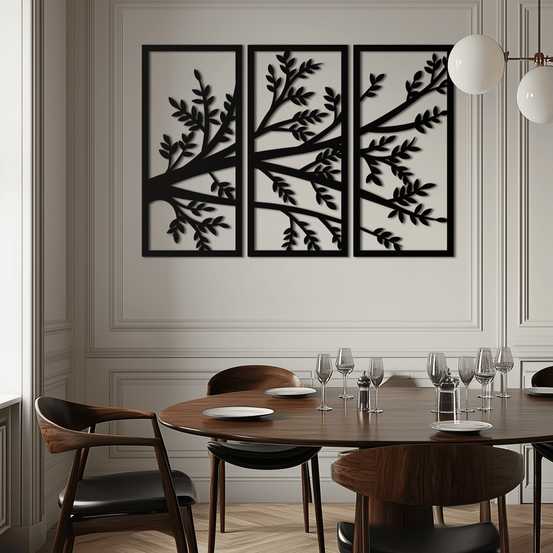 Branch Metal Wall Art - Three-Panel Nature-Inspired Steel Wall Decor - KAF024