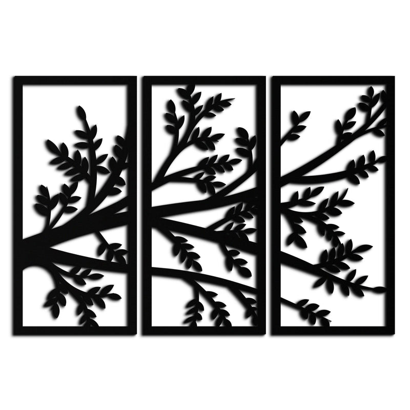 Branch Metal Wall Art - Three-Panel Nature-Inspired Steel Wall Decor - KAF024