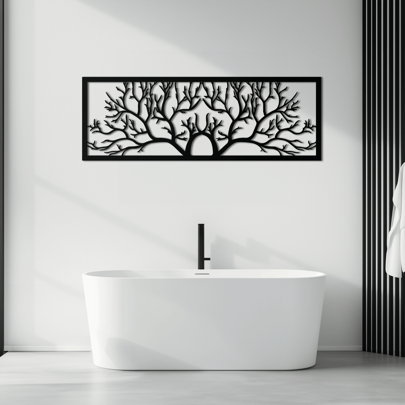 Tree of Life Metal Wall Art - Large Horizontal Steel Wall Decor - KAF025