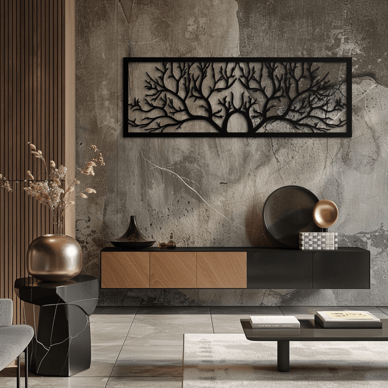 Tree of Life Metal Wall Art - Large Horizontal Steel Wall Decor - KAF025