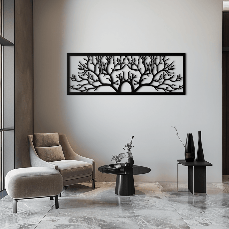 Tree of Life Metal Wall Art - Large Horizontal Steel Wall Decor - KAF025