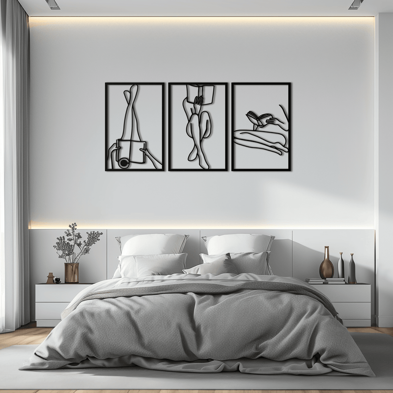 Reading Woman Metal Wall Art - Modern Minimalist Steel Wall Decor - KAF026