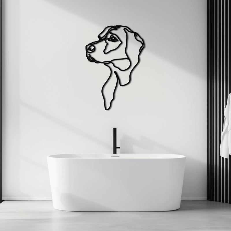 Minimalist Dog Line Art - Modern Metal Wall Decor - KAF027