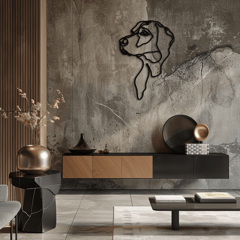 Minimalist Dog Line Art - Modern Metal Wall Decor - KAF027