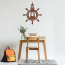 Lighthouse and Ship Wheel Metal Wall Art - Nautical Steel Wall Decor - KAF028