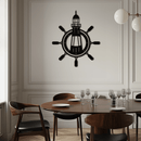 Lighthouse and Ship Wheel Metal Wall Art - Nautical Steel Wall Decor - KAF028