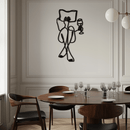 Reading & Wine Line Art Metal Wall Art - Minimalist Steel Wall Decor - KAF030