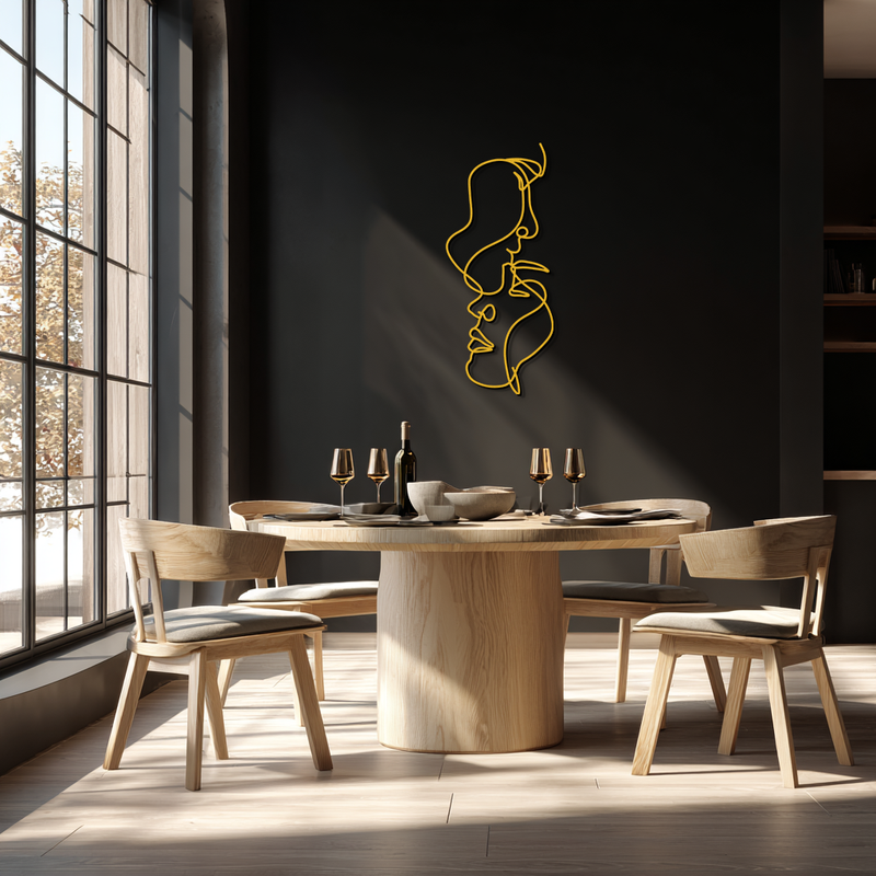 Abstract Lovers Metal Wall Art - Modern Minimalist Line Art - KAF031