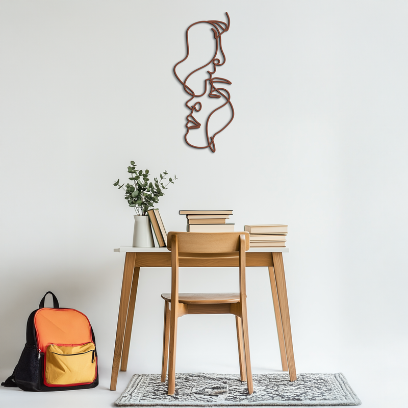 Abstract Lovers Metal Wall Art - Modern Minimalist Line Art - KAF031