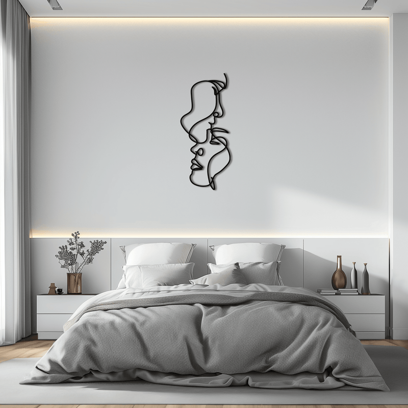 Abstract Lovers Metal Wall Art - Modern Minimalist Line Art - KAF031