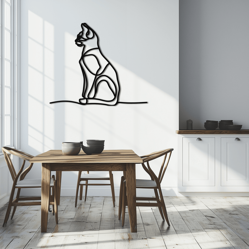 Cat Line Art Metal Wall Art - Modern Minimalist Steel Decor - KAF032