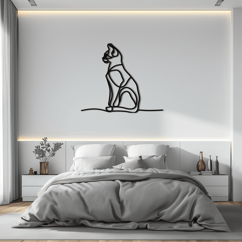 Cat Line Art Metal Wall Art - Modern Minimalist Steel Decor - KAF032