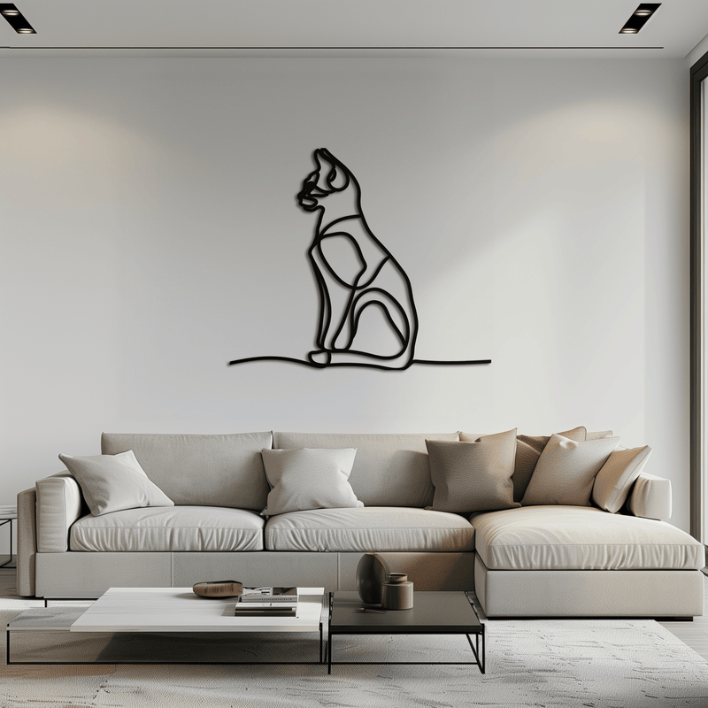 Cat Line Art Metal Wall Art - Modern Minimalist Steel Decor - KAF032