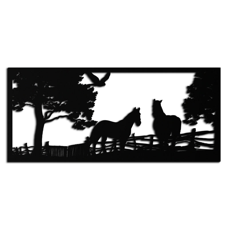 Rustic Horse Farm Metal Wall Art - Steel Wall Decor for Home and Barn - KAF036