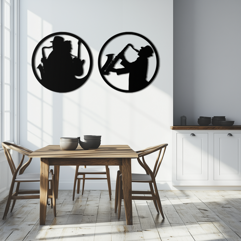 Jazz Musician Metal Wall Art - Set of 2 Steel Wall Decor Pieces - KAF038