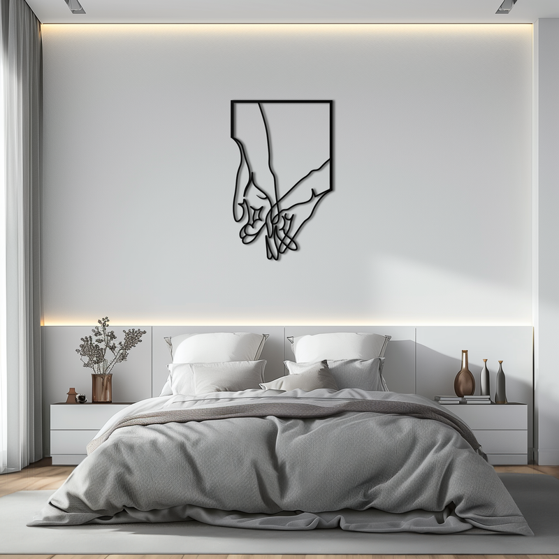 Romantic Hands Metal Wall Art - Minimalist Steel Wall Decor for Home & Bedroom - KAF039