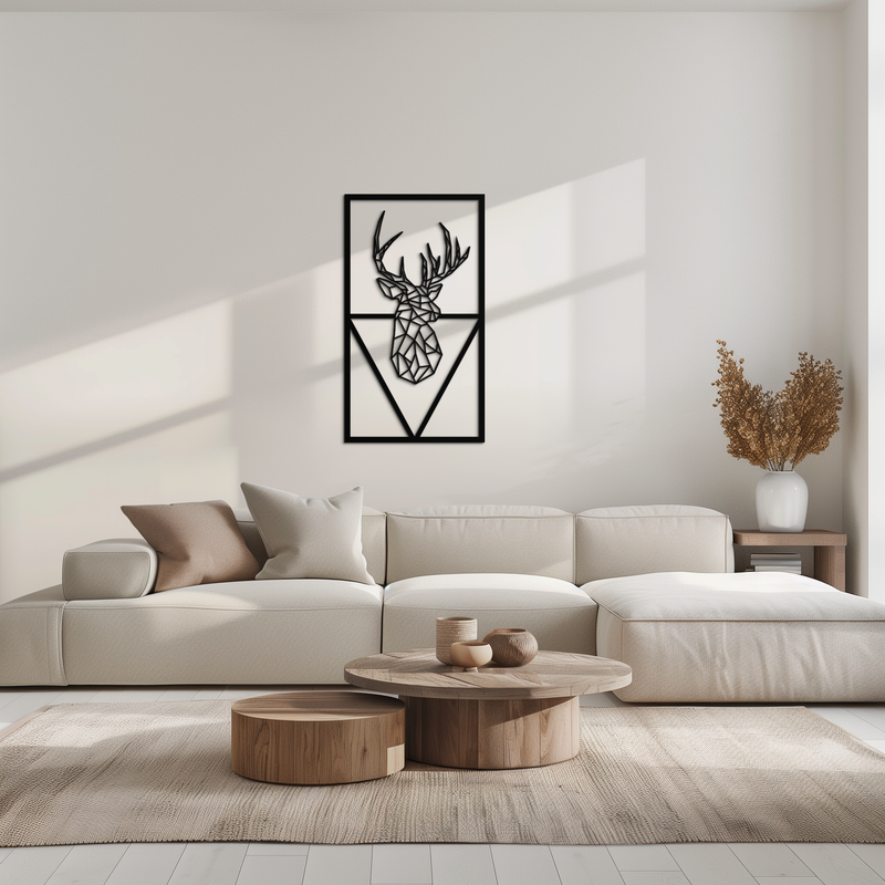 Geometric Deer Metal Wall Art - Modern Steel Wall Decor - KAF040