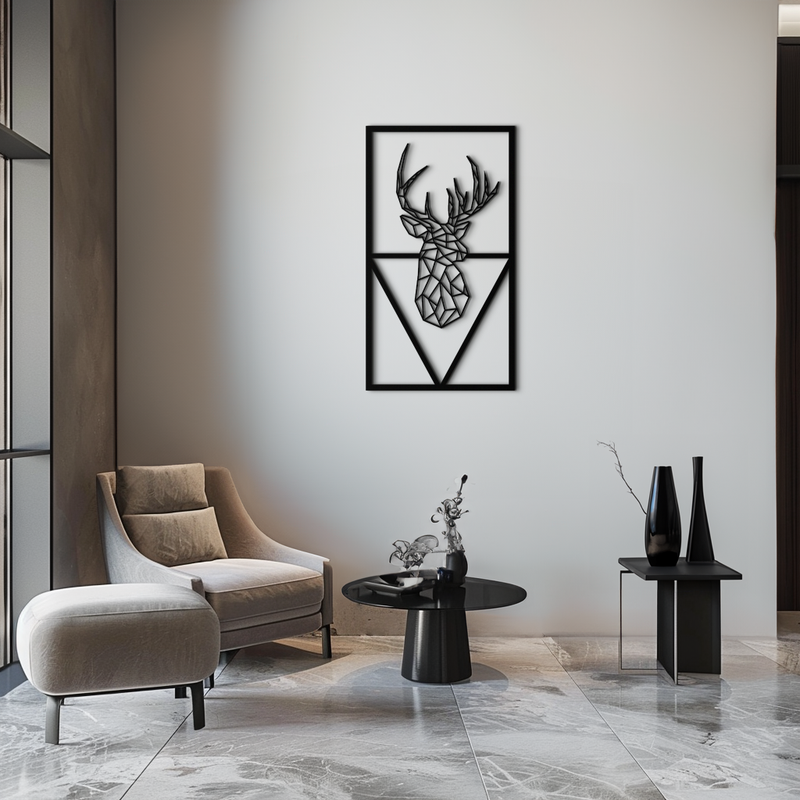 Geometric Deer Metal Wall Art - Modern Steel Wall Decor - KAF040