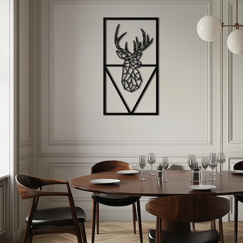 Geometric Deer Metal Wall Art - Modern Steel Wall Decor - KAF040