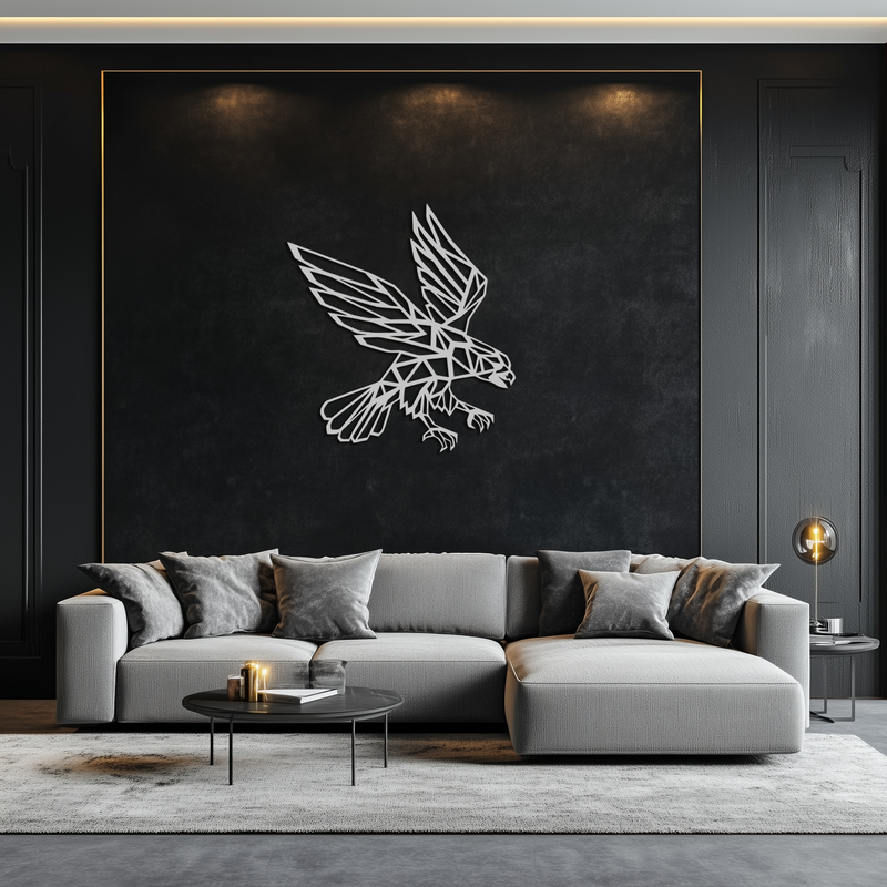 Geometric Eagle Metal Wall Art - Modern Steel Wall Decor - KAF042