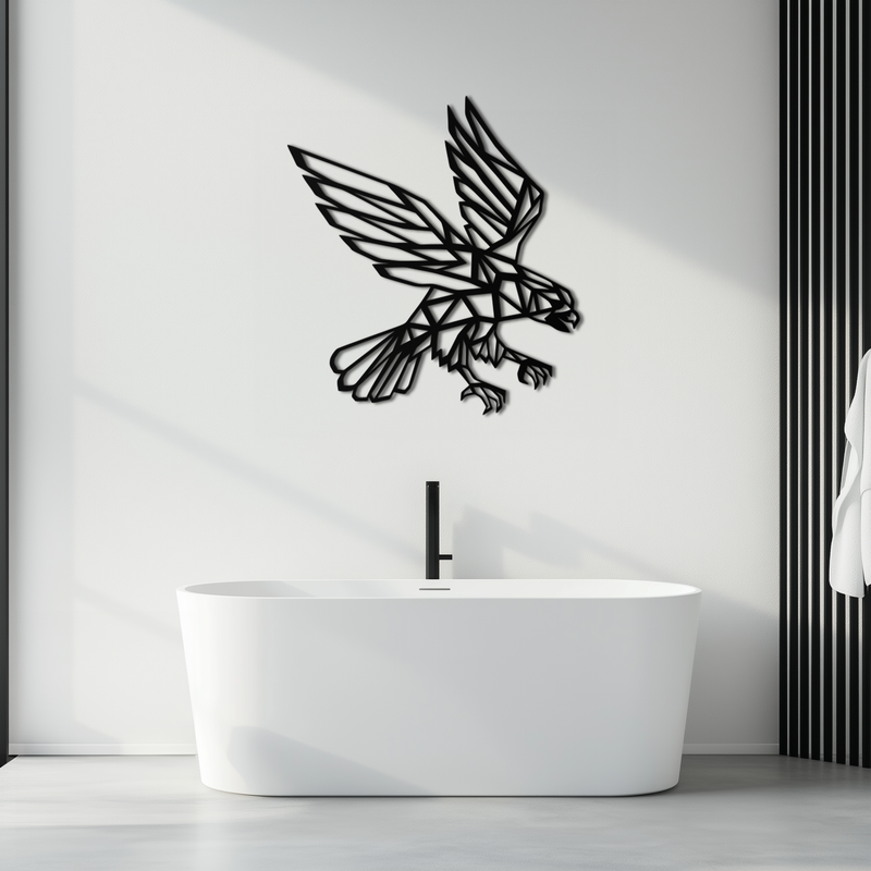 Geometric Eagle Metal Wall Art - Modern Steel Wall Decor - KAF042