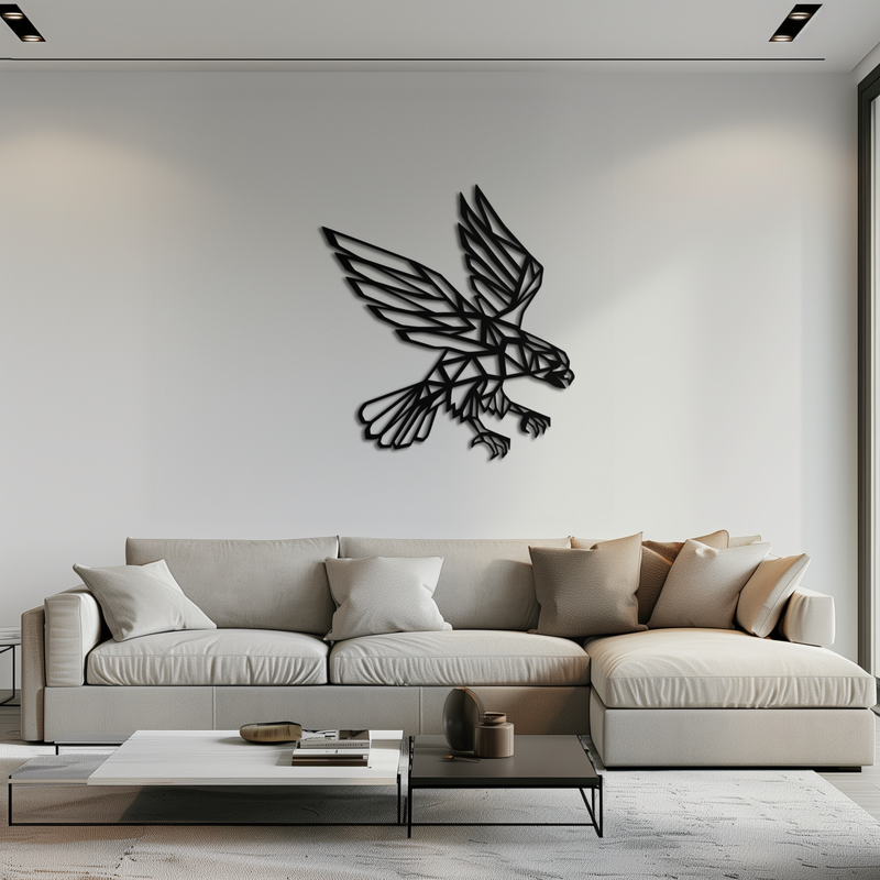 Geometric Eagle Metal Wall Art - Modern Steel Wall Decor - KAF042